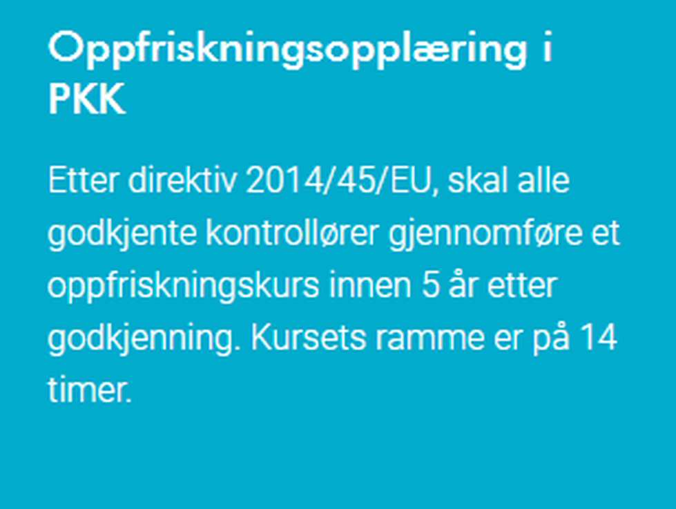 PKK sertifisering. Oppfriskningsopplæring.